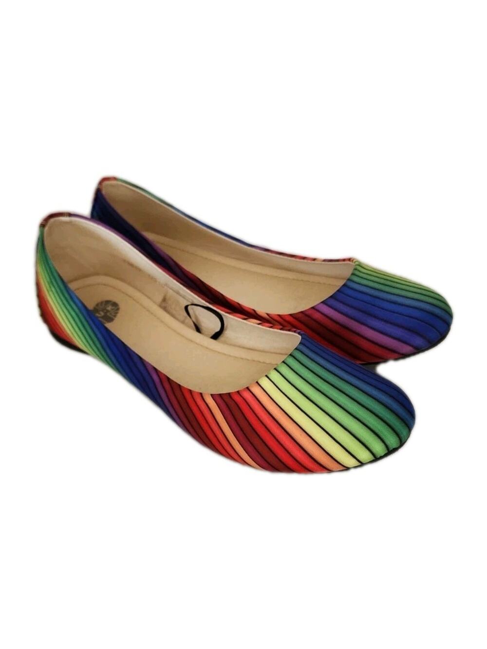 T.U.K. Shoes Women Size 10 Rainbow Vegan Ballet Flats Slip On Shoes Comfort